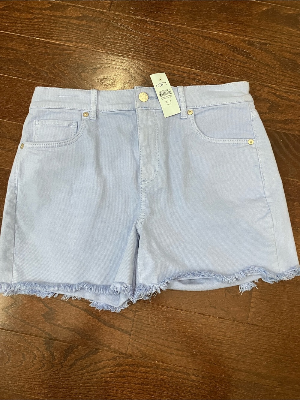 LOFT Light Blue Denim Cutoff Shorts with Frayed Hem